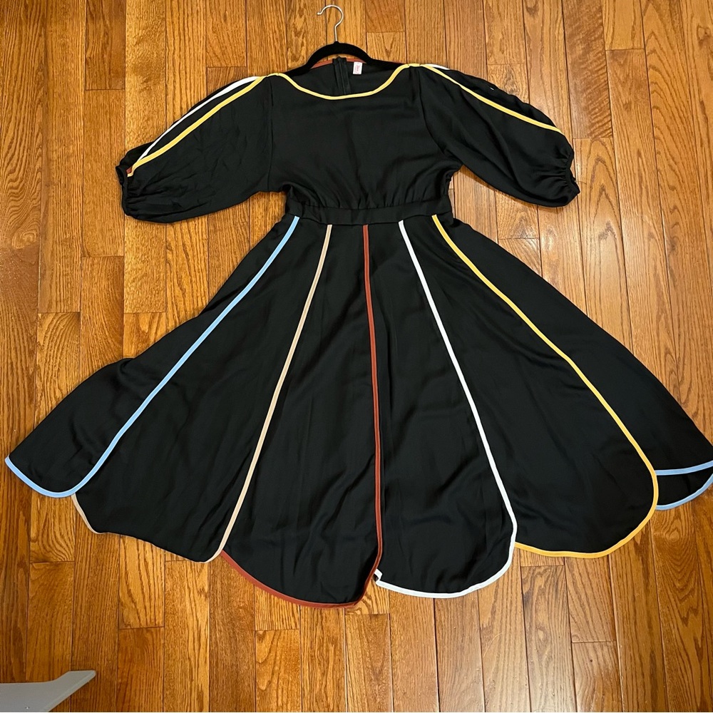 NWOT Black Chiffon piped dress